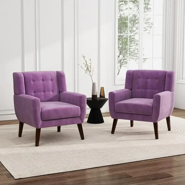 Floral Accent Chair, Modern Upholstered Armchair in Fabric for Living Room, Comfy Club Arm Chairs Single Sofa Button Tufted - Image 30