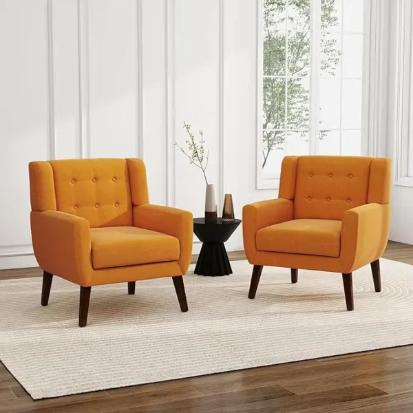 Floral Accent Chair, Modern Upholstered Armchair in Fabric for Living Room, Comfy Club Arm Chairs Single Sofa Button Tufted - Image 13