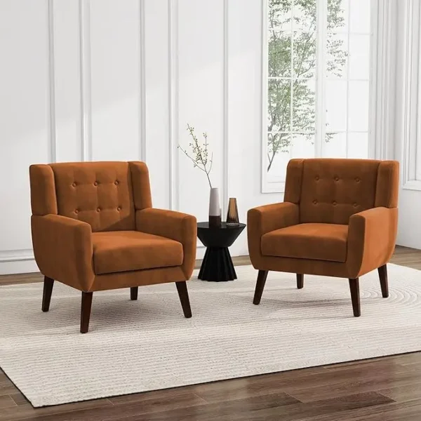 Floral Accent Chair, Modern Upholstered Armchair in Fabric for Living Room, Comfy Club Arm Chairs Single Sofa Button Tufted - Image 24
