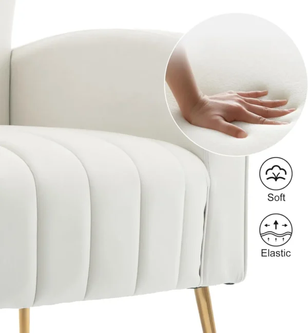 Accent Chair Set of 2, Velvet Wingback Armchair Modern Upholstered Single Sofa with Metal Legs for Living Room Bedroom Nursery - Image 5