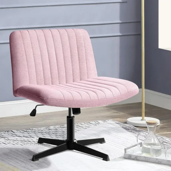 Criss Cross Chair,Armless Cross Legged Office Desk Chair No Wheels,Fabric Padded Comfy - Image 8