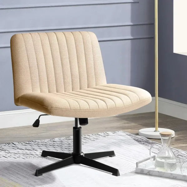 Criss Cross Chair,Armless Cross Legged Office Desk Chair No Wheels,Fabric Padded Comfy - Image 12