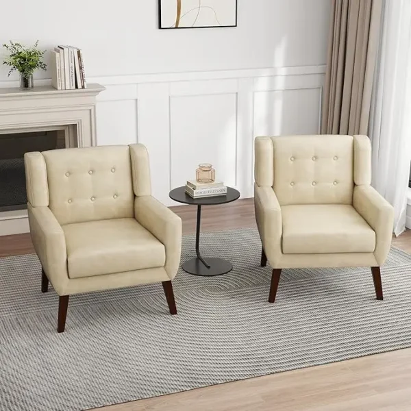 Floral Accent Chair, Modern Upholstered Armchair in Fabric for Living Room, Comfy Club Arm Chairs Single Sofa Button Tufted - Image 20