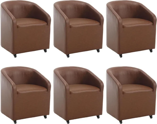 Set of 4 Modern White Upholstered Dining Chairs with Swivel Casters, Linen Barrel Back Accent Side Chair, Beige - Image 19