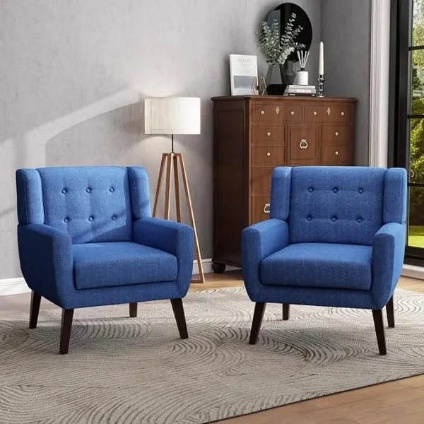 Floral Accent Chair, Modern Upholstered Armchair in Fabric for Living Room, Comfy Club Arm Chairs Single Sofa Button Tufted - Image 26
