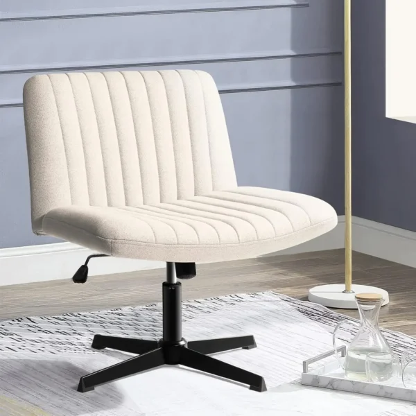 Criss Cross Chair,Armless Cross Legged Office Desk Chair No Wheels,Fabric Padded Comfy - Image 11