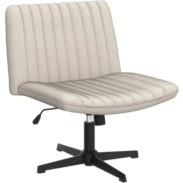 Criss Cross Chair,Armless Cross Legged Office Desk Chair No Wheels,Fabric Padded Comfy - Image 5