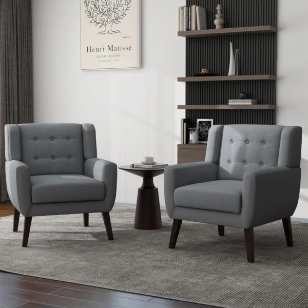 Floral Accent Chair, Modern Upholstered Armchair in Fabric for Living Room, Comfy Club Arm Chairs Single Sofa Button Tufted - Image 4