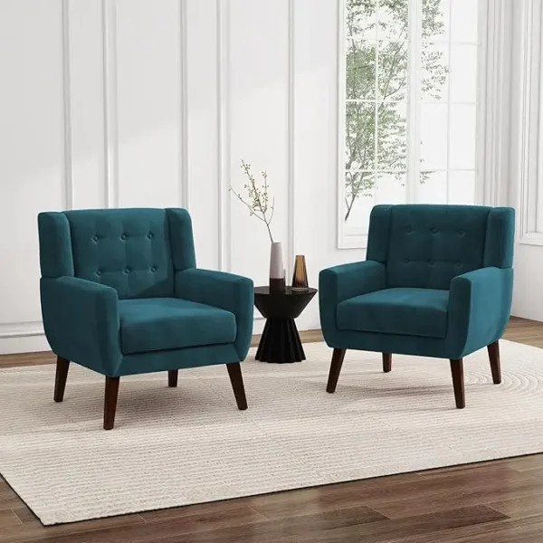 Floral Accent Chair, Modern Upholstered Armchair in Fabric for Living Room, Comfy Club Arm Chairs Single Sofa Button Tufted - Image 22