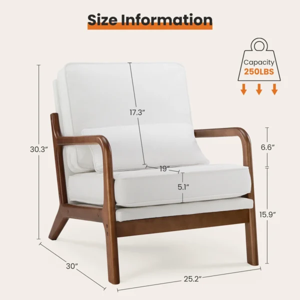 JHK Modern Accent Mid Century Living Room Chairs with Lumbar Pillow Upholstered Comfy Rocking Chair With Wood Frame For Bedroom - Image 7