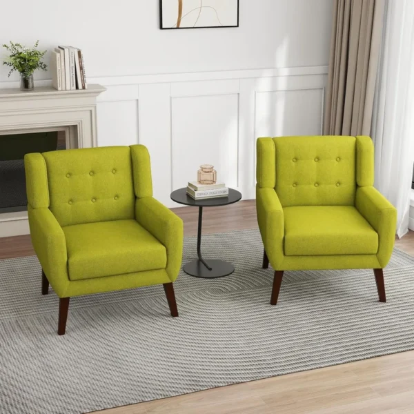 Floral Accent Chair, Modern Upholstered Armchair in Fabric for Living Room, Comfy Club Arm Chairs Single Sofa Button Tufted - Image 2