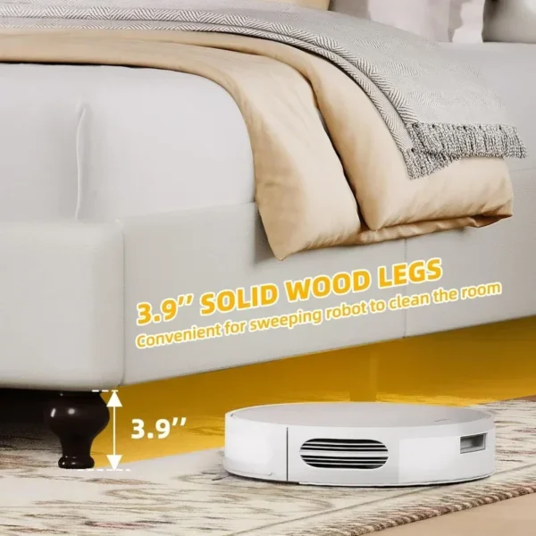 Mdwvo king size frame 54 "tall headboard, PU leather upholstery platform bed with solid wood leg, button tufted, no box spring n - Image 5