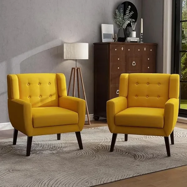 Floral Accent Chair, Modern Upholstered Armchair in Fabric for Living Room, Comfy Club Arm Chairs Single Sofa Button Tufted - Image 7