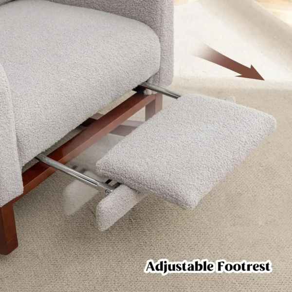 Rocking Chair Nursery with Foot Rest, Wingback Nursery Rocking Chairs, Teddy Nursing Glider Rocker Chair with Pillow and High - Image 5