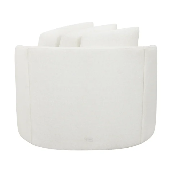 Drew Chair by Drew Barrymore,Cream Boucle360 degree metal swivel base3 plush, accent pillowsSpacious, extra-large oversized seat - Image 5