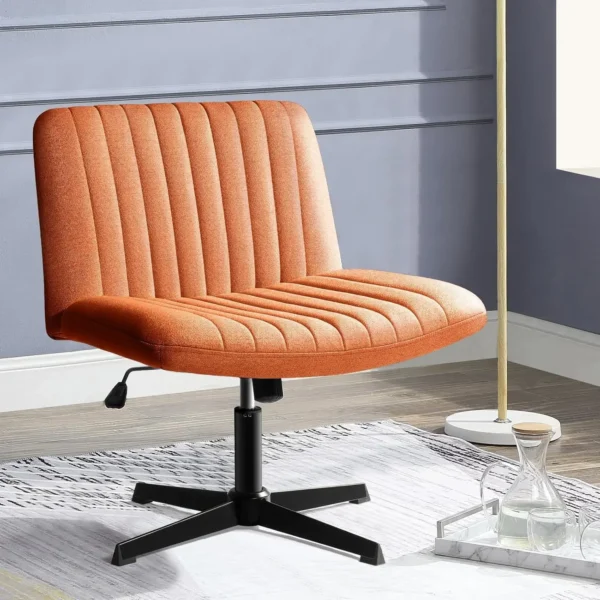 Criss Cross Chair,Armless Cross Legged Office Desk Chair No Wheels,Fabric Padded Comfy - Image 7