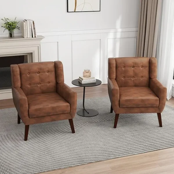 Floral Accent Chair, Modern Upholstered Armchair in Fabric for Living Room, Comfy Club Arm Chairs Single Sofa Button Tufted - Image 17