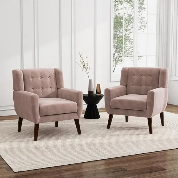 Floral Accent Chair, Modern Upholstered Armchair in Fabric for Living Room, Comfy Club Arm Chairs Single Sofa Button Tufted - Image 28