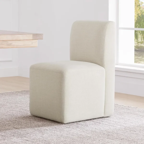 Dining Chairs with Casters Set of 2, FSC Certified Upholstered Armless Modern Rolling Dining Chairs with Rollers for Bedroom - Image 3