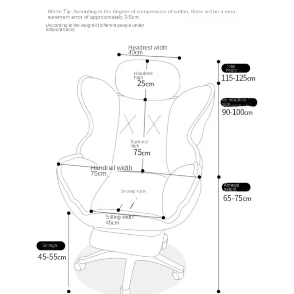 OMGD Computer Chair Home Getaway Chair Backrest Sedentary Lazy Gaming Chair Ins Wind Rental House Room Silla Ejecutivas Home - Image 5