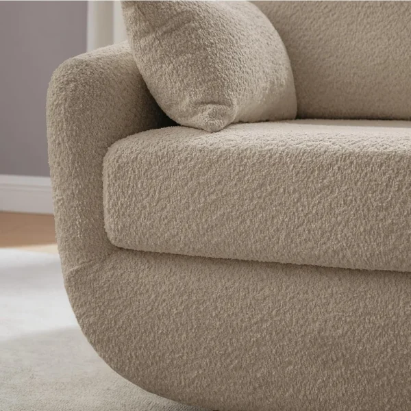 Swivel Accent Barrel Chair for Living Room with Pillow, Sherpa Sofa, seamless 360° rotation, Upholstered Boucle Single Armchair - Image 5