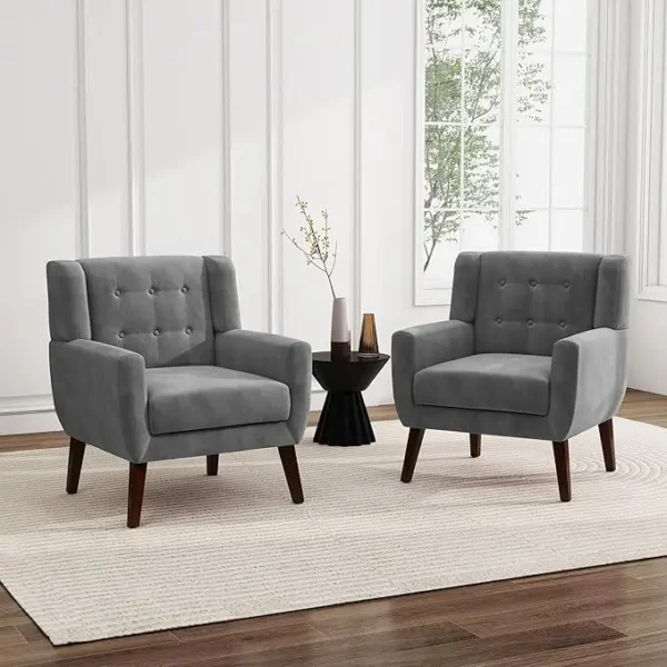 Floral Accent Chair, Modern Upholstered Armchair in Fabric for Living Room, Comfy Club Arm Chairs Single Sofa Button Tufted - Image 18