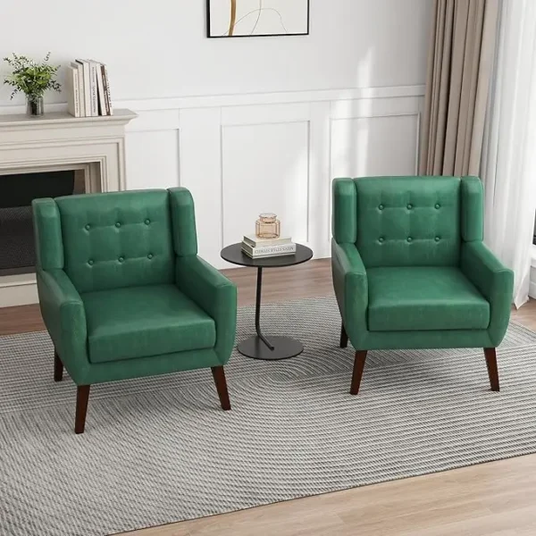 Floral Accent Chair, Modern Upholstered Armchair in Fabric for Living Room, Comfy Club Arm Chairs Single Sofa Button Tufted - Image 27