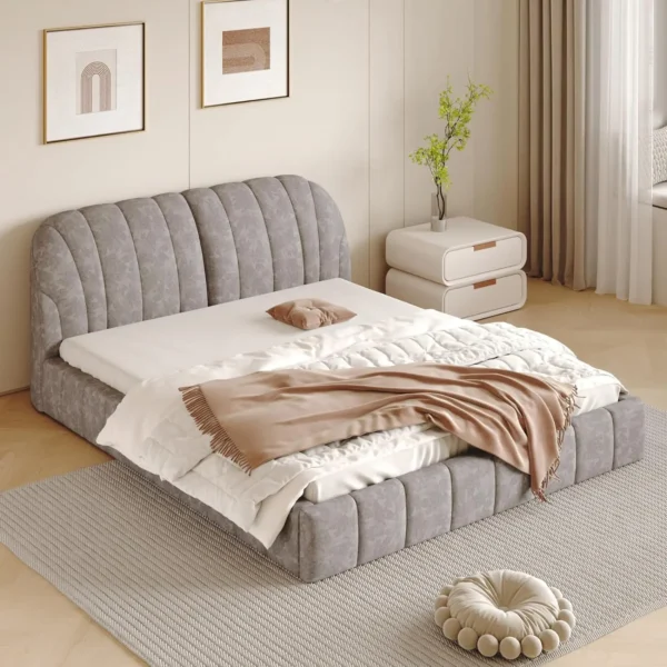 bed.Grounded Bed Upholstered Platform Bed with Unique Design Thick Fabric Headboard, Wood Platform Bed Frame for Kids Adults - Image 17