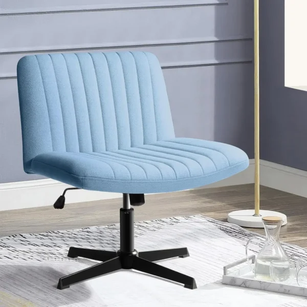 Criss Cross Chair,Armless Cross Legged Office Desk Chair No Wheels,Fabric Padded Comfy - Image 13