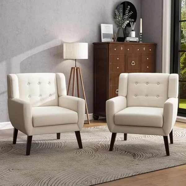 Floral Accent Chair, Modern Upholstered Armchair in Fabric for Living Room, Comfy Club Arm Chairs Single Sofa Button Tufted - Image 21