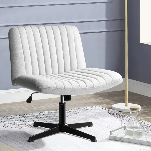 Criss Cross Chair,Armless Cross Legged Office Desk Chair No Wheels,Fabric Padded Comfy - Image 9
