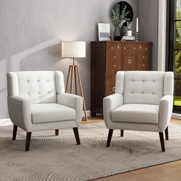 Floral Accent Chair, Modern Upholstered Armchair in Fabric for Living Room, Comfy Club Arm Chairs Single Sofa Button Tufted - Image 11