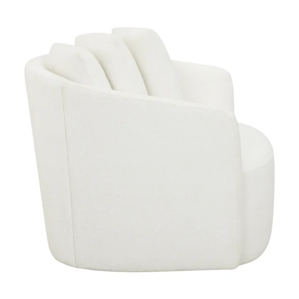 Drew Chair by Drew Barrymore,Cream Boucle360 degree metal swivel base3 plush, accent pillowsSpacious, extra-large oversized seat - Image 2