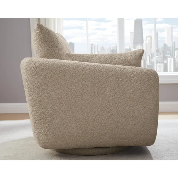 Swivel Accent Barrel Chair for Living Room with Pillow, Sherpa Sofa, seamless 360° rotation, Upholstered Boucle Single Armchair - Image 3