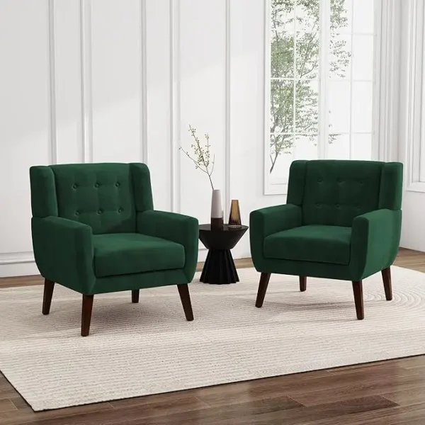 Floral Accent Chair, Modern Upholstered Armchair in Fabric for Living Room, Comfy Club Arm Chairs Single Sofa Button Tufted - Image 25