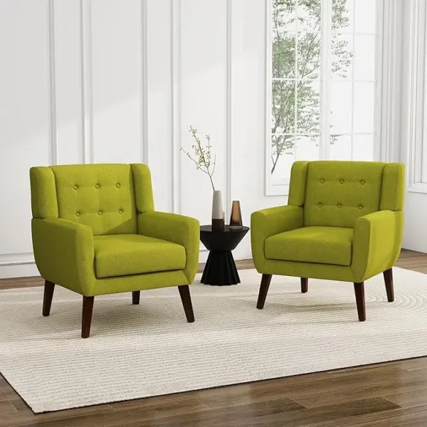Floral Accent Chair, Modern Upholstered Armchair in Fabric for Living Room, Comfy Club Arm Chairs Single Sofa Button Tufted - Image 29