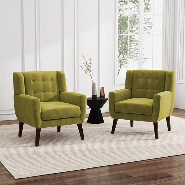 Floral Accent Chair, Modern Upholstered Armchair in Fabric for Living Room, Comfy Club Arm Chairs Single Sofa Button Tufted - Image 19