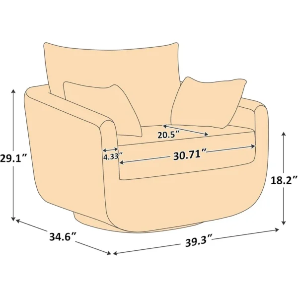 Swivel Accent Barrel Chair for Living Room with Pillow, Sherpa Sofa, seamless 360° rotation, Upholstered Boucle Single Armchair - Image 6