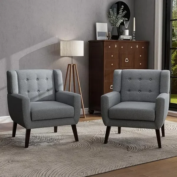 Floral Accent Chair, Modern Upholstered Armchair in Fabric for Living Room, Comfy Club Arm Chairs Single Sofa Button Tufted - Image 8