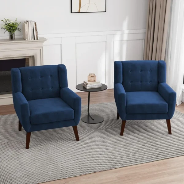 Floral Accent Chair, Modern Upholstered Armchair in Fabric for Living Room, Comfy Club Arm Chairs Single Sofa Button Tufted - Image 3